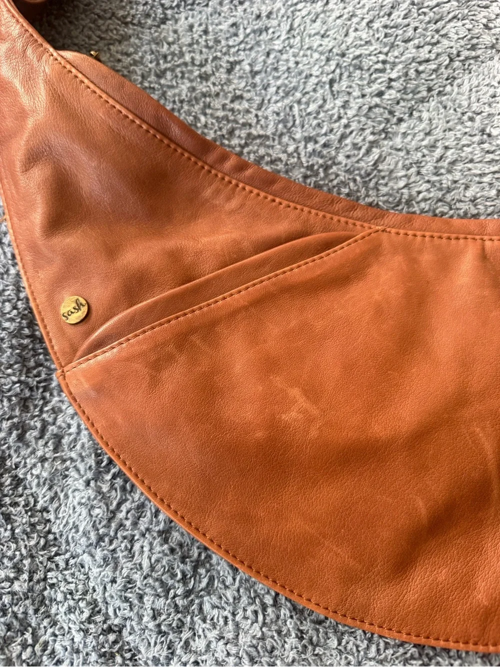 Casual Crescent Messenger Bag in Cognac Brown